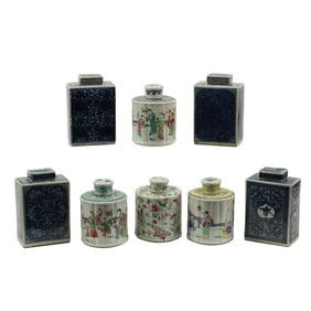 Eight Chinese Porcelain Tea Caddies with Covers
