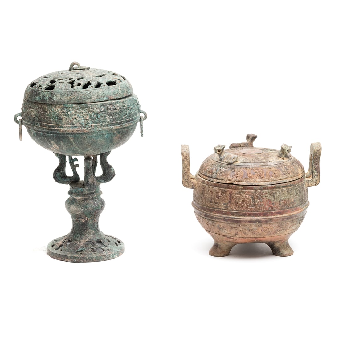 Two Chinese Archaistic Bronze Incense Burners (1 of 6)