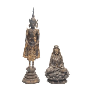 Two Bronze Thai Buddhist Statues