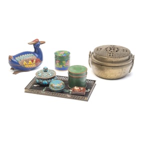 Group of Chinese Cloisonne Items and Table Objects