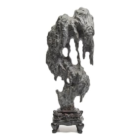 A Large Lingbi Stone Scholar's Rock on Base