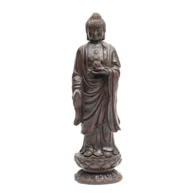 Chinese Wooden Standing figure of Amitabha Buddha