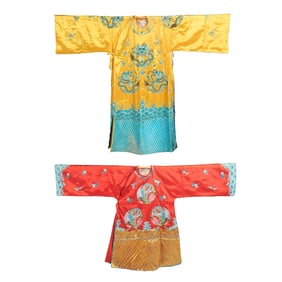 Two Chinese  Silk Embroidered Theatrical Robe