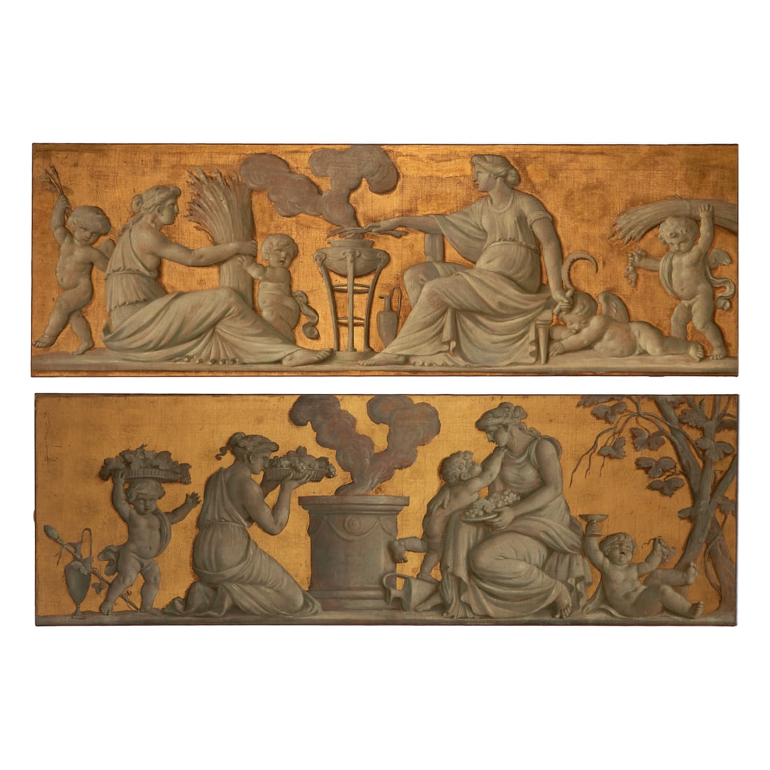Two Painted Faux Relief Classical Style Frieze Panels (1 of 3)