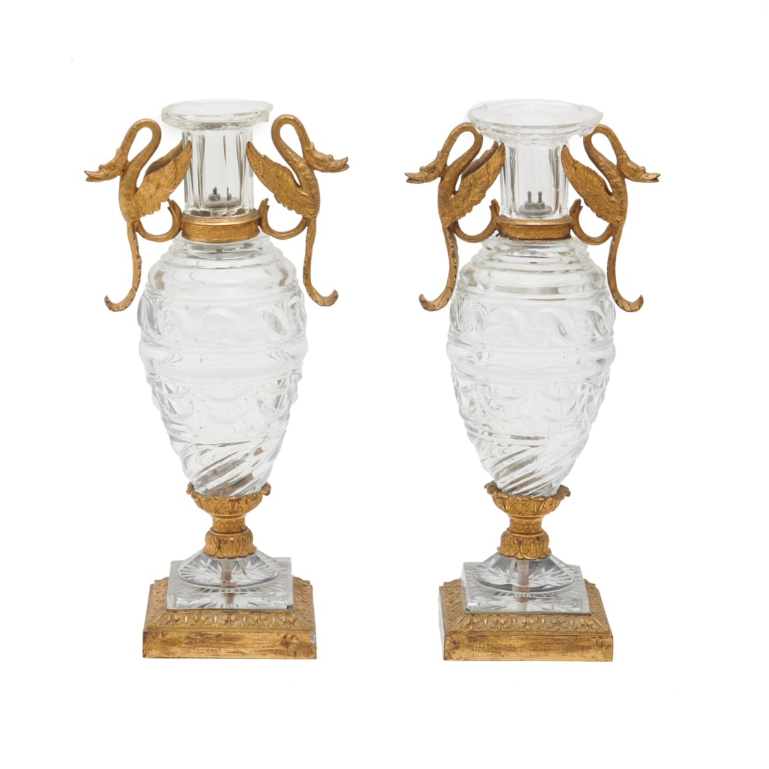 Pair of Empire Style Glass and Gilt Metal Urn Forms (1 of 4)