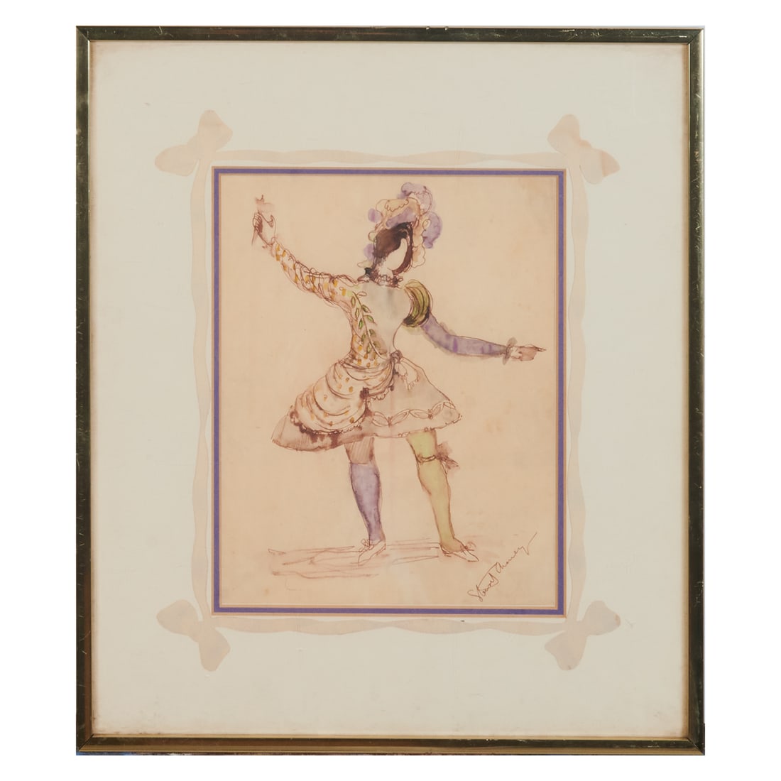 Framed Print, Millard Sheets, California.: Stuart Aisneym (20th Century), Costume Design, ink and watercolor on paper, [approximate dimensions - sight: 9 x 7 inches], signed lower right, Provenance: from the Mr. Vito Giallo Collection, Chapter