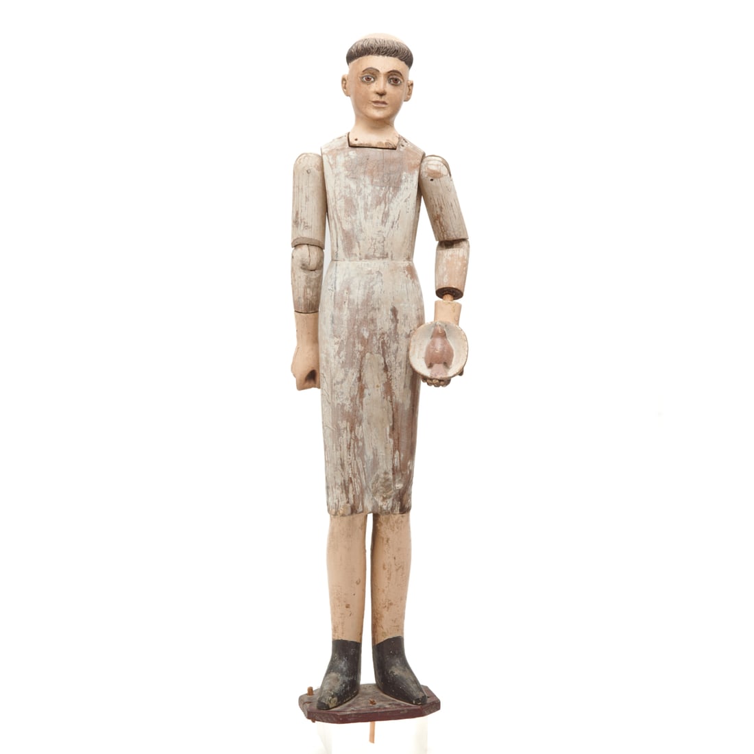 Spanish Colonial Carved Santos Figure with Glass Eyes (1 of 4)