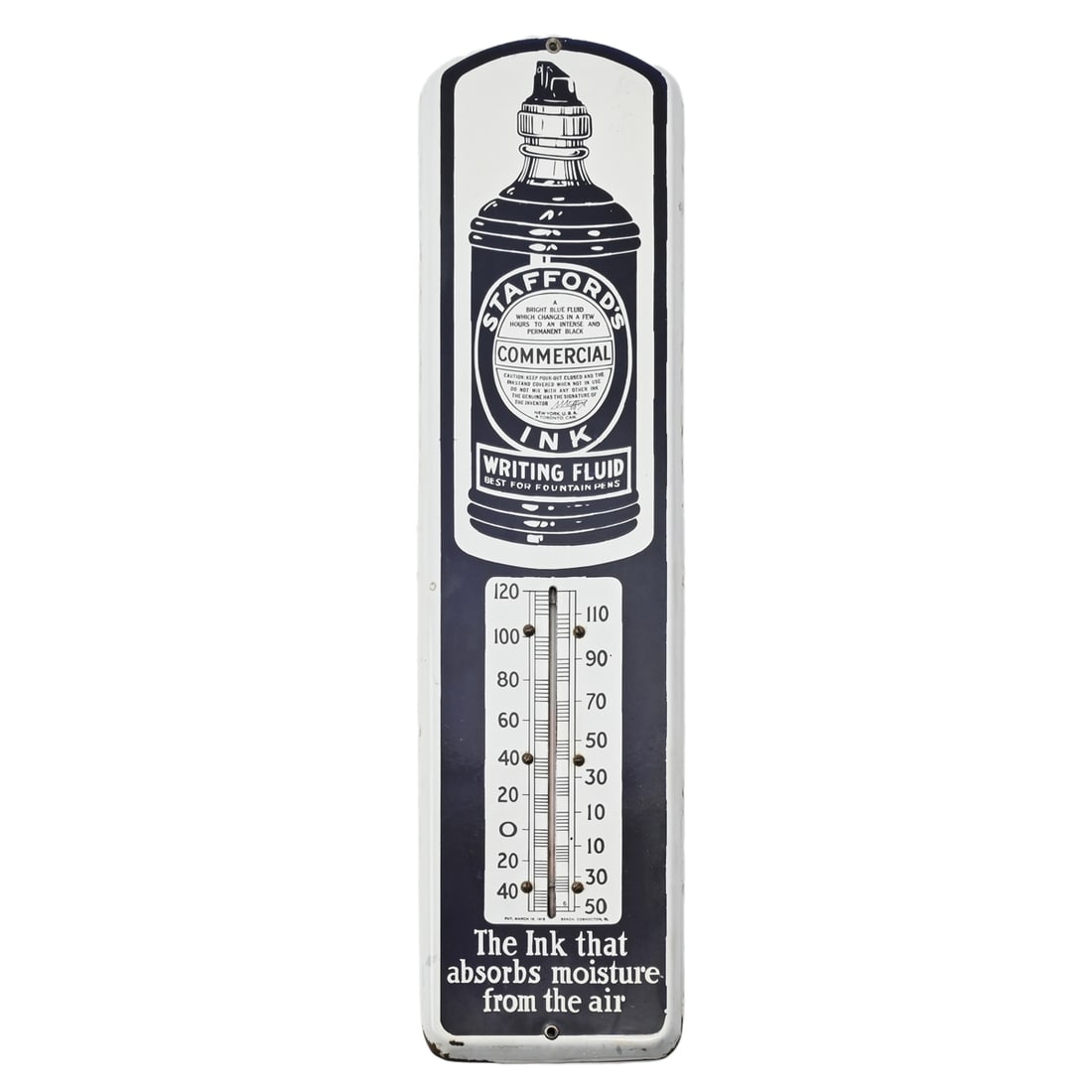 Stafford's Ink Porcelain Advertising Thermometer (1 of 2)