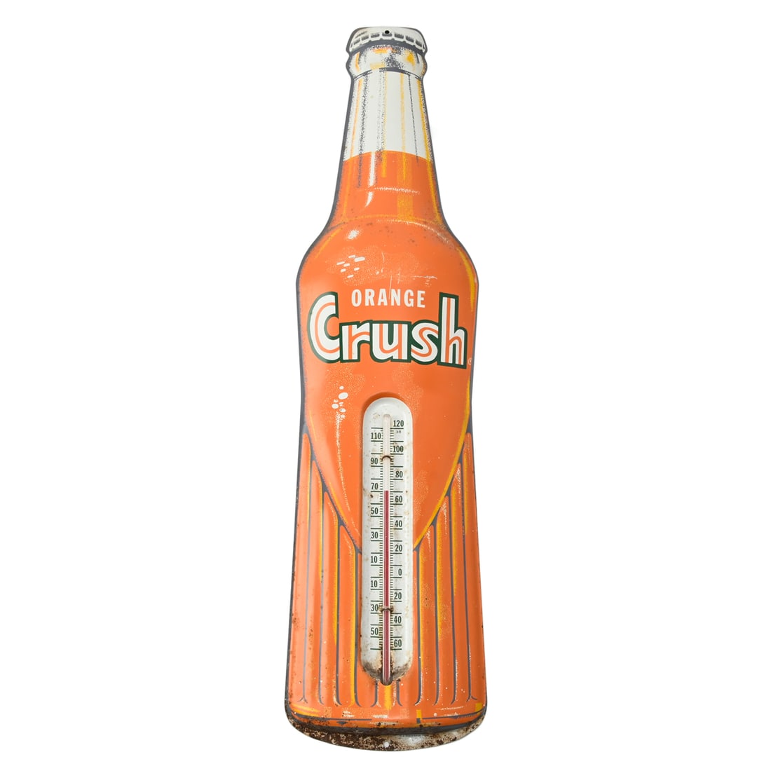 Orange Crush Bottle Vintage Tin Advertising Thermometer (1 of 2)