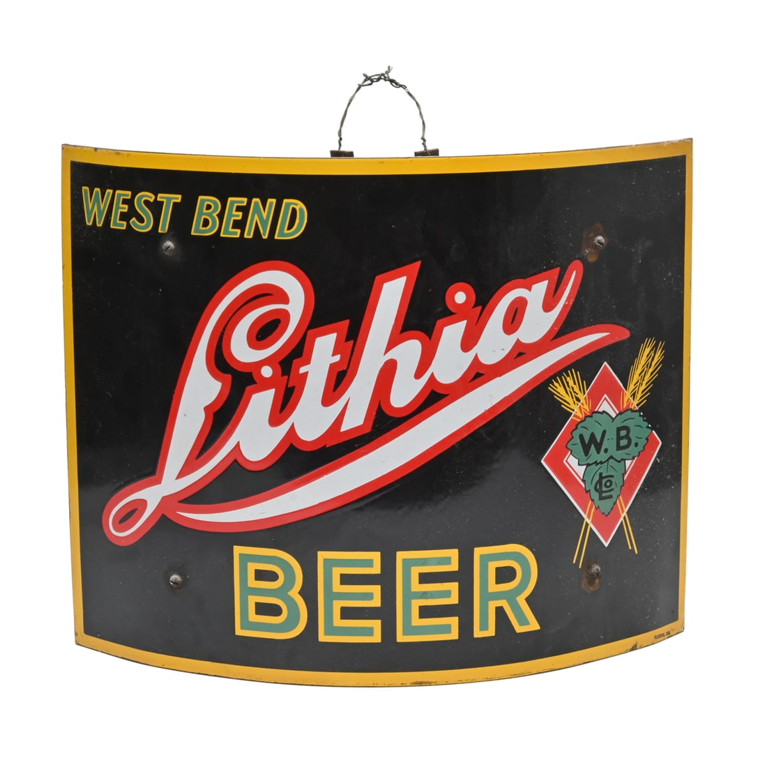 Lithia Beer Vintage Porcelain Advertising Curved Sign (1 of 3)