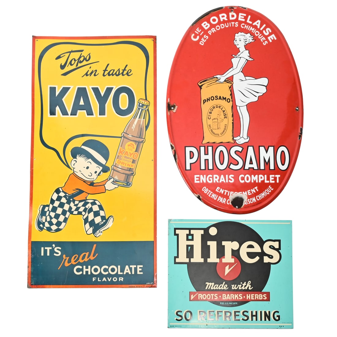 Three Vintage Tin and Porcelain Advertising Signs (1 of 3)