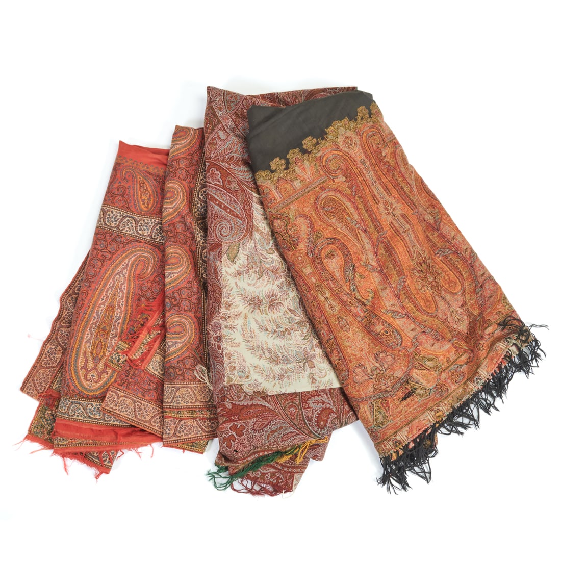 Three Victorian Paisley Woven Shawls (1 of 6)