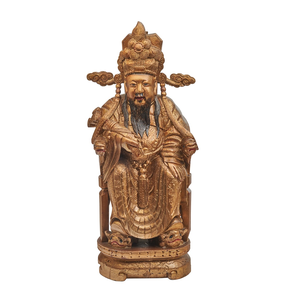 A Chinese Large Carved and Gilt Statue of God of Wealth (1 of 4)