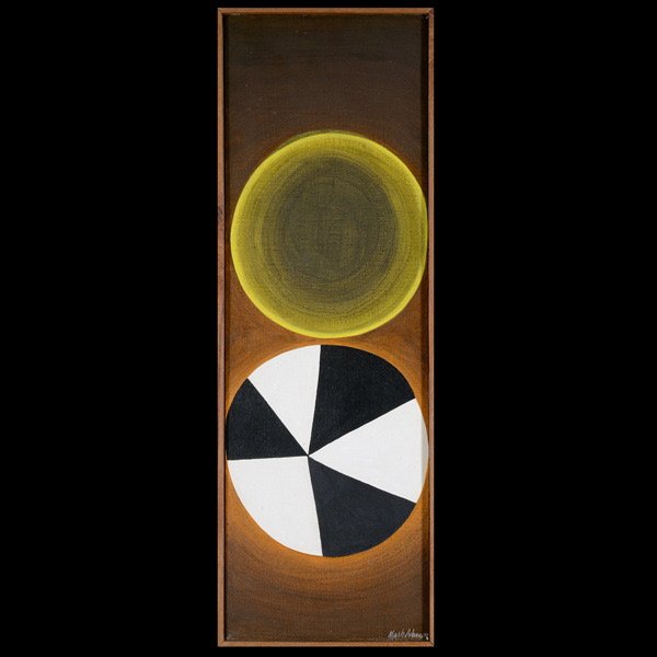 Mark Adams Oil Painting: Mark Adams Oil Painting. Signed and dated 1958 Dimensions: 8 1/2 x 9 1/2 inches. San Francisco painter now known for his tapestries and stained glass installations around the world.