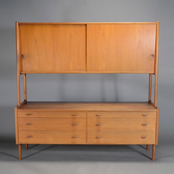 Hans Wegner Side Board, Credenza: Hans Wegner Side Board, Credenza. Doors with teak and oak, 1950s Danish Modern. Dimensions: 71 x 71 x 21 inches.