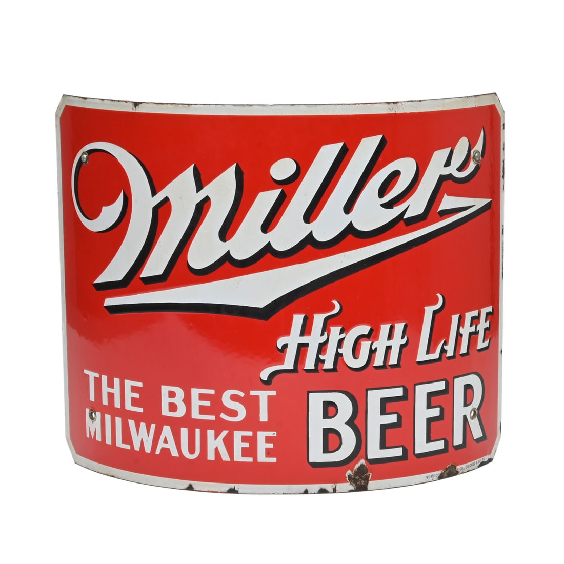 Miller High Life Beer Curved Porcelain Advertising Sign (1 of 3)
