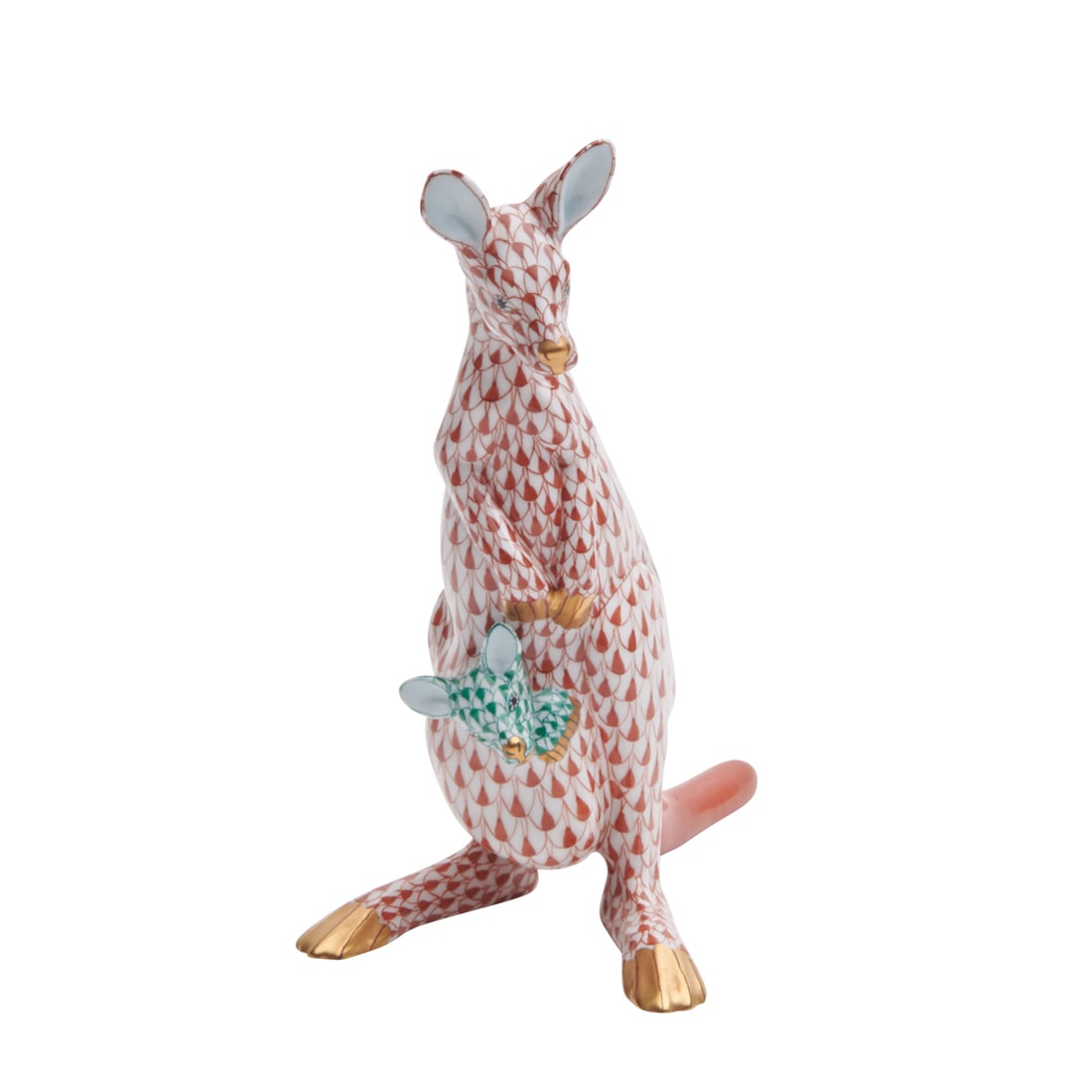 Herend Porcelain Rust Fishnet Kangaroo Figure (1 of 3)