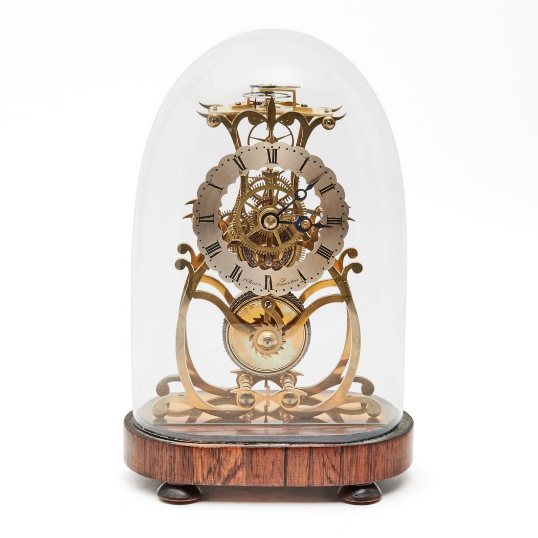 English J. Chave Brass Fusee Skeleton Clock (1 of 4)