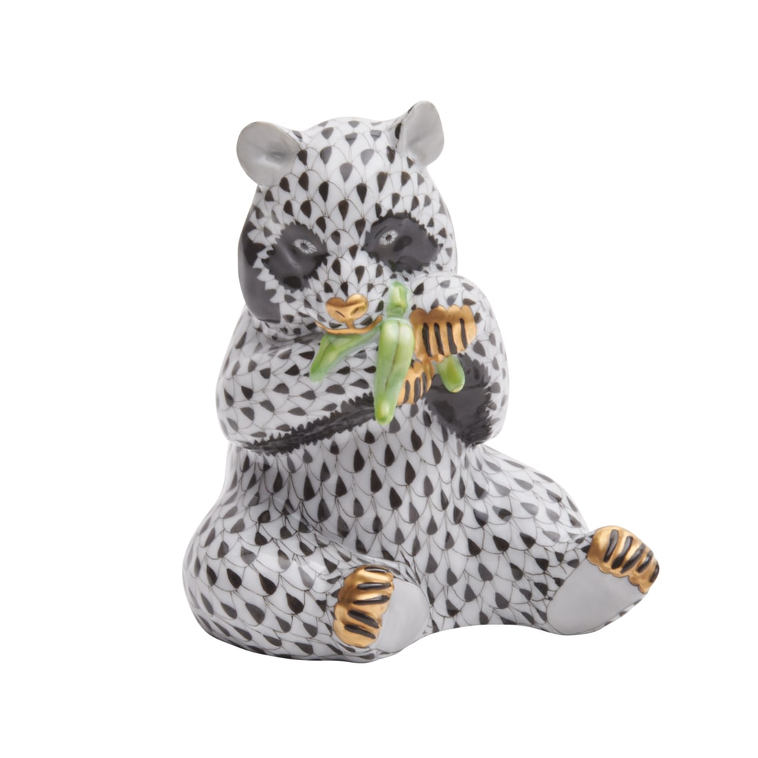 Herend Porcelain Black Fishnet Panda Figure (1 of 3)