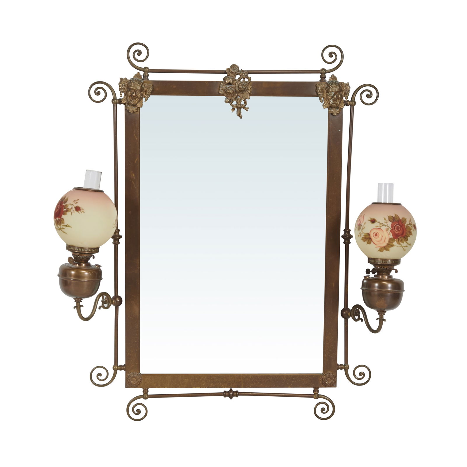 Victorian Brass Framed Sconce Mirror (1 of 4)