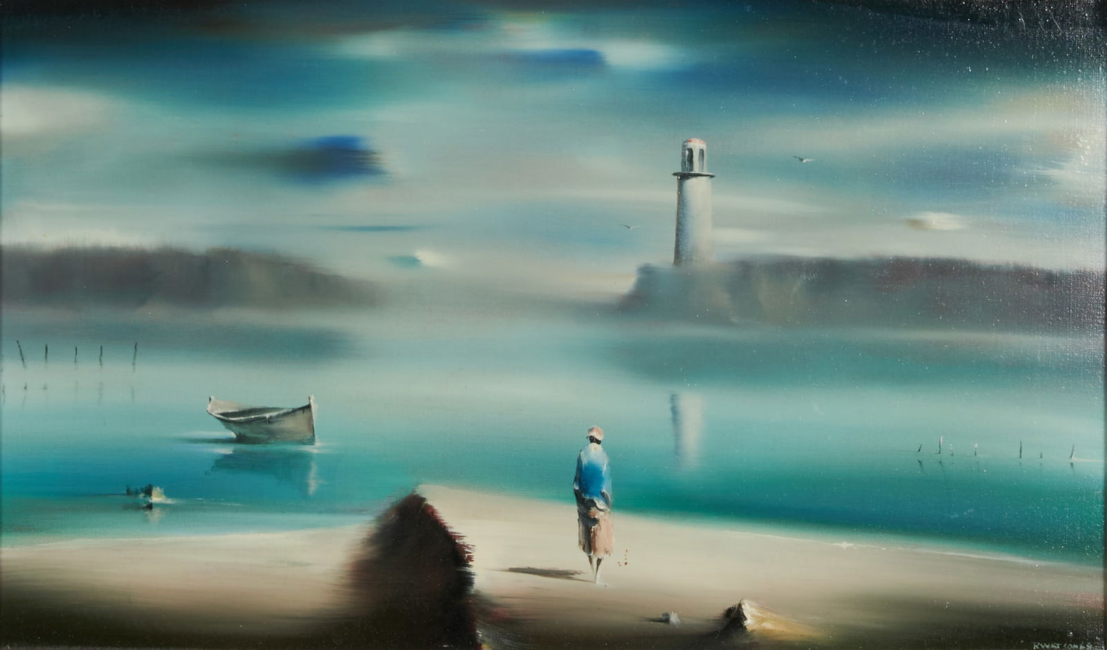 Robert Watson, Lighthouse Cove, oil on canvas (1 of 5)