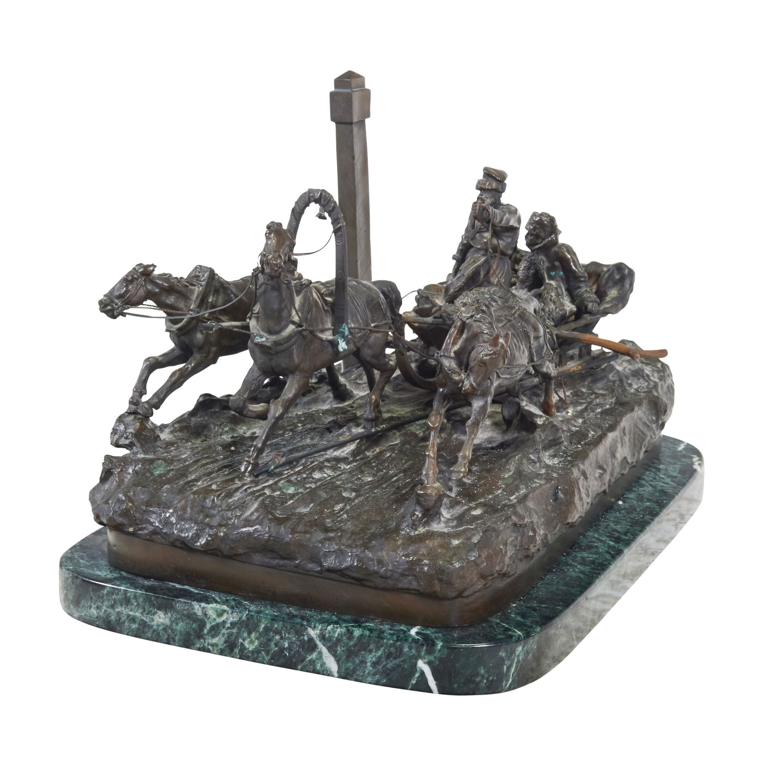 After Vasili Y. Grachev, Three Horse Sleigh, bronze (1 of 4)