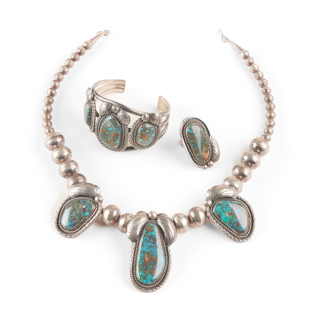 Native American Turquoise, Silver Jewelry Suite. (1 of 7)