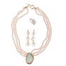 Cultured Pearl, Opal, Diamond, Gold Jewelry Suite.