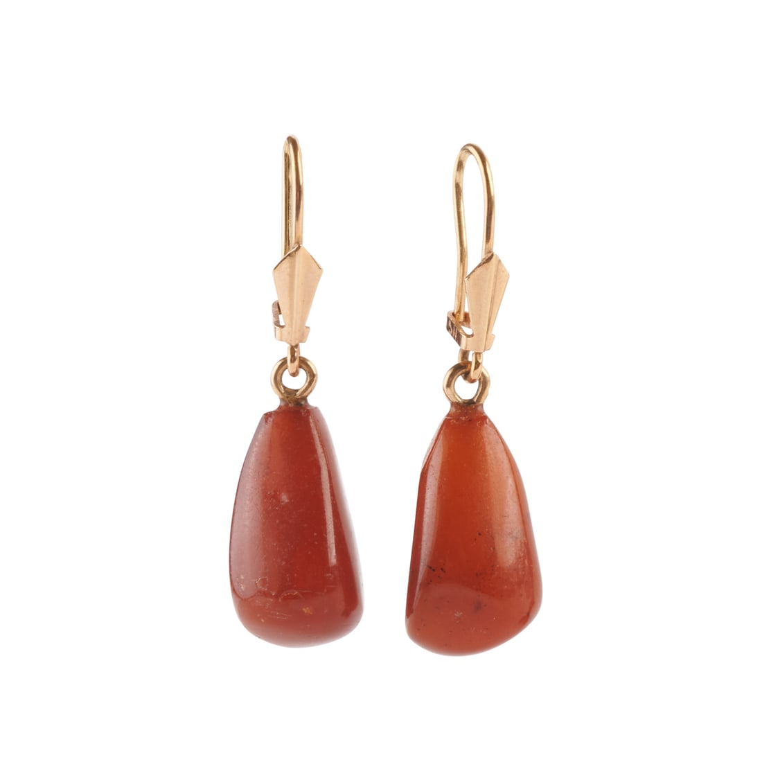 Pair of Amber, 14k Yellow Gold Drop Earrings. (1 of 3)