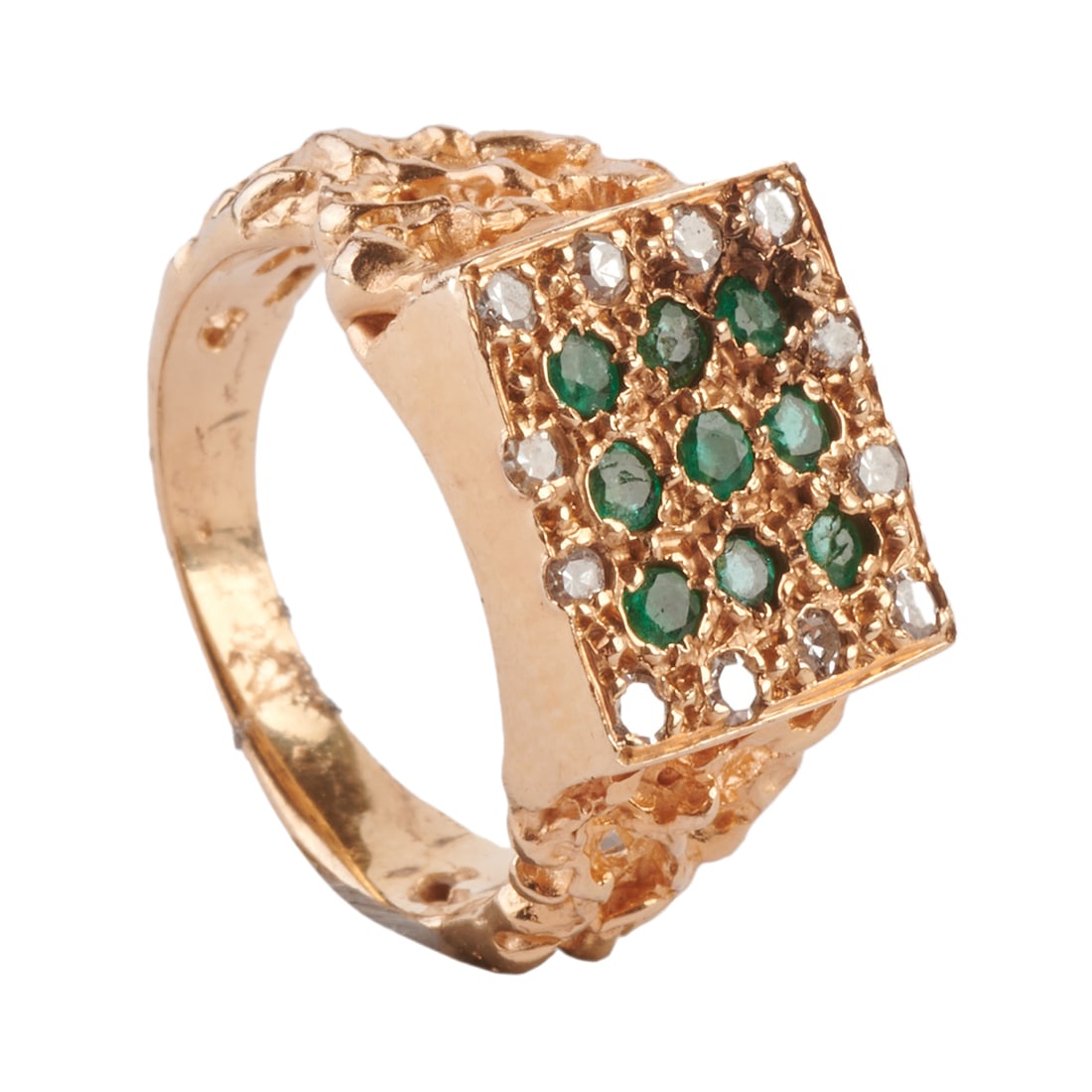 Emerald, Diamond, 14k Yellow Gold Ring. (1 of 3)