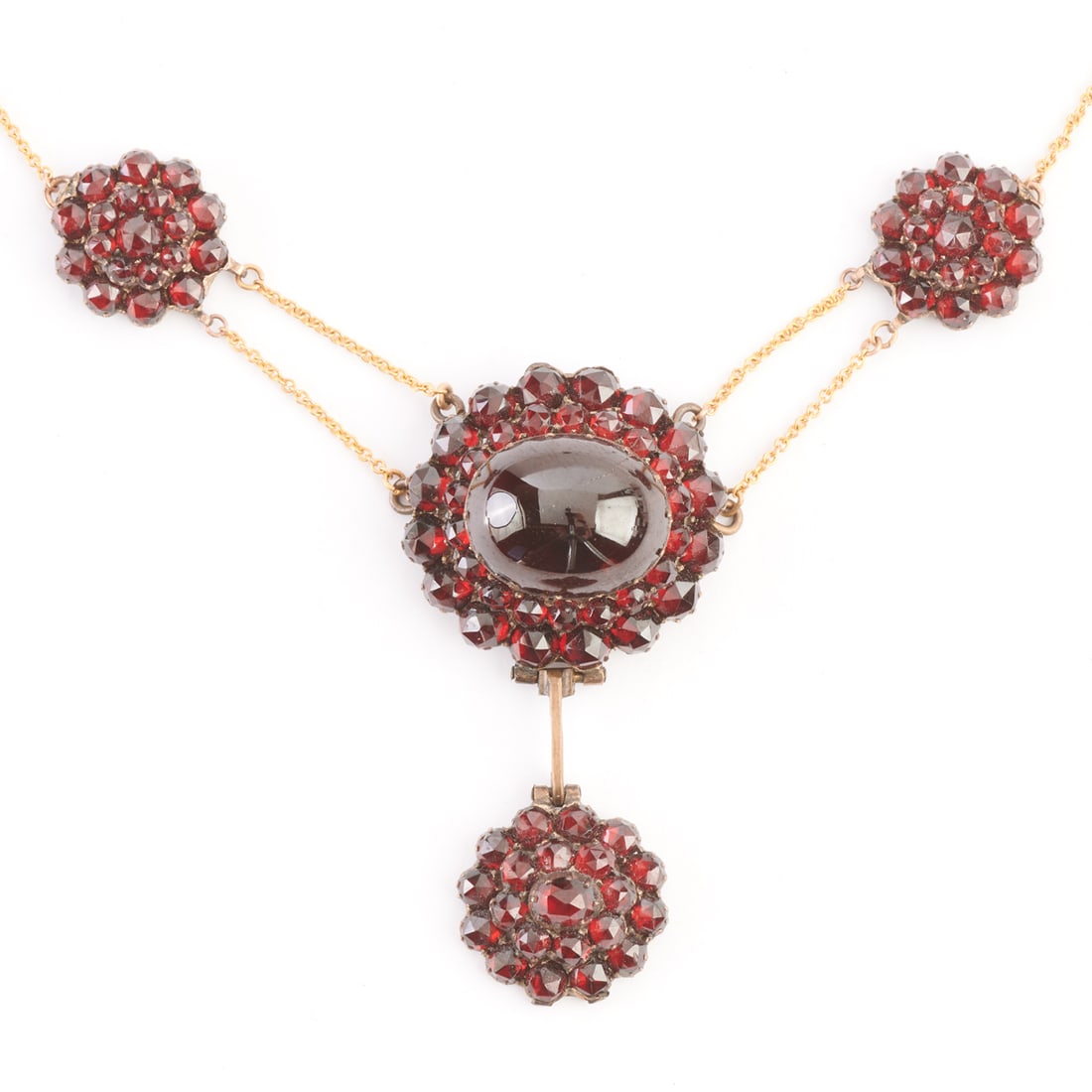 Bohemian Garnet, Silver-Gilt, 14k Yellow Gold Necklace. (1 of 3)