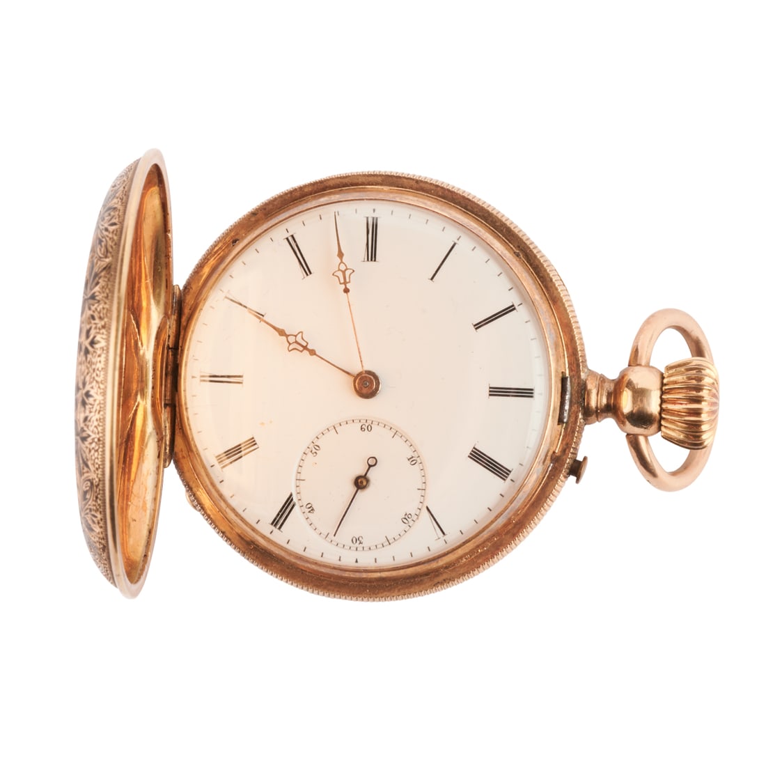 Black Enamel, 14k Yellow Gold Pocket Watch. (1 of 4)