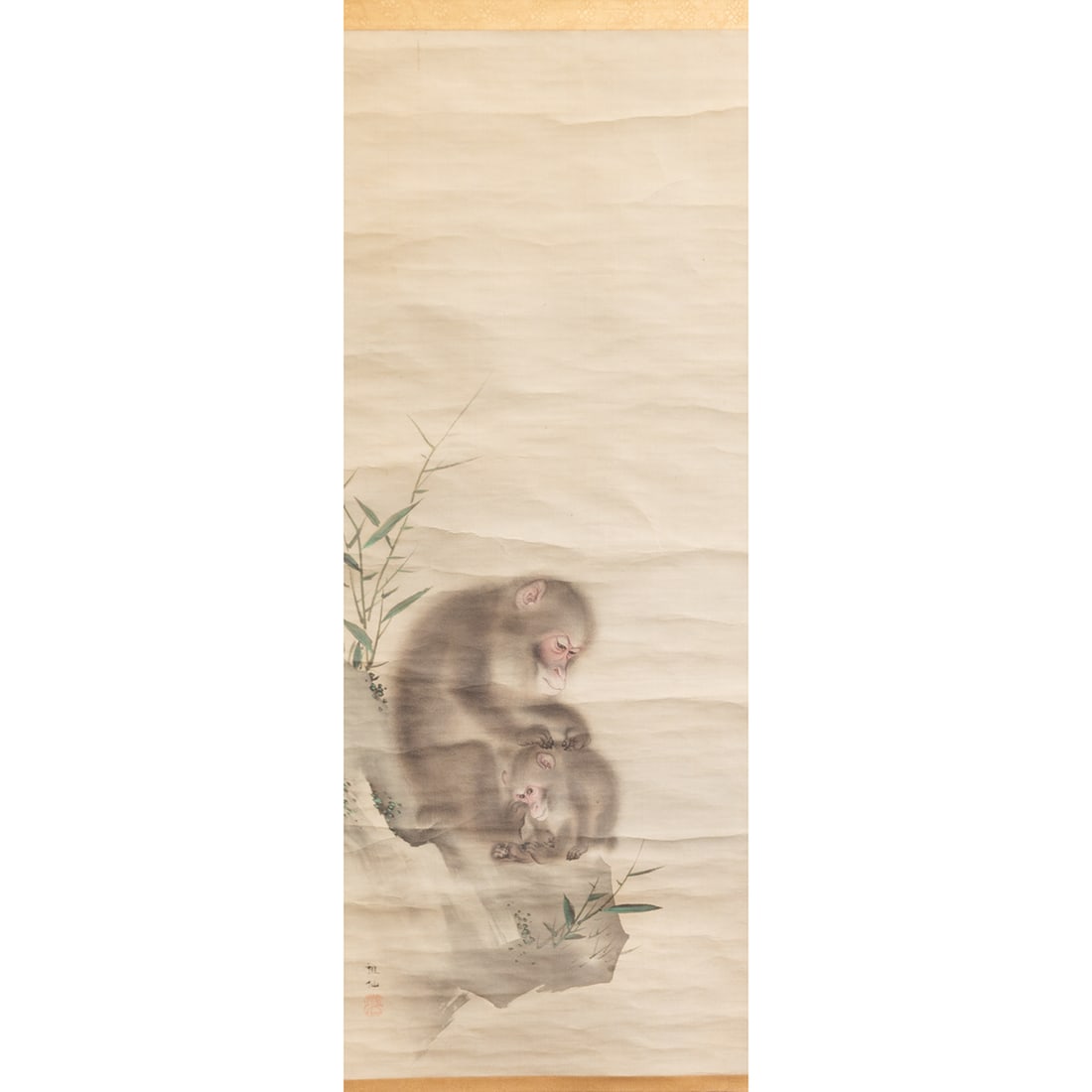 MORI SOSEN: 'Monkeys', Japanese Hanging Scroll (1 of 3)