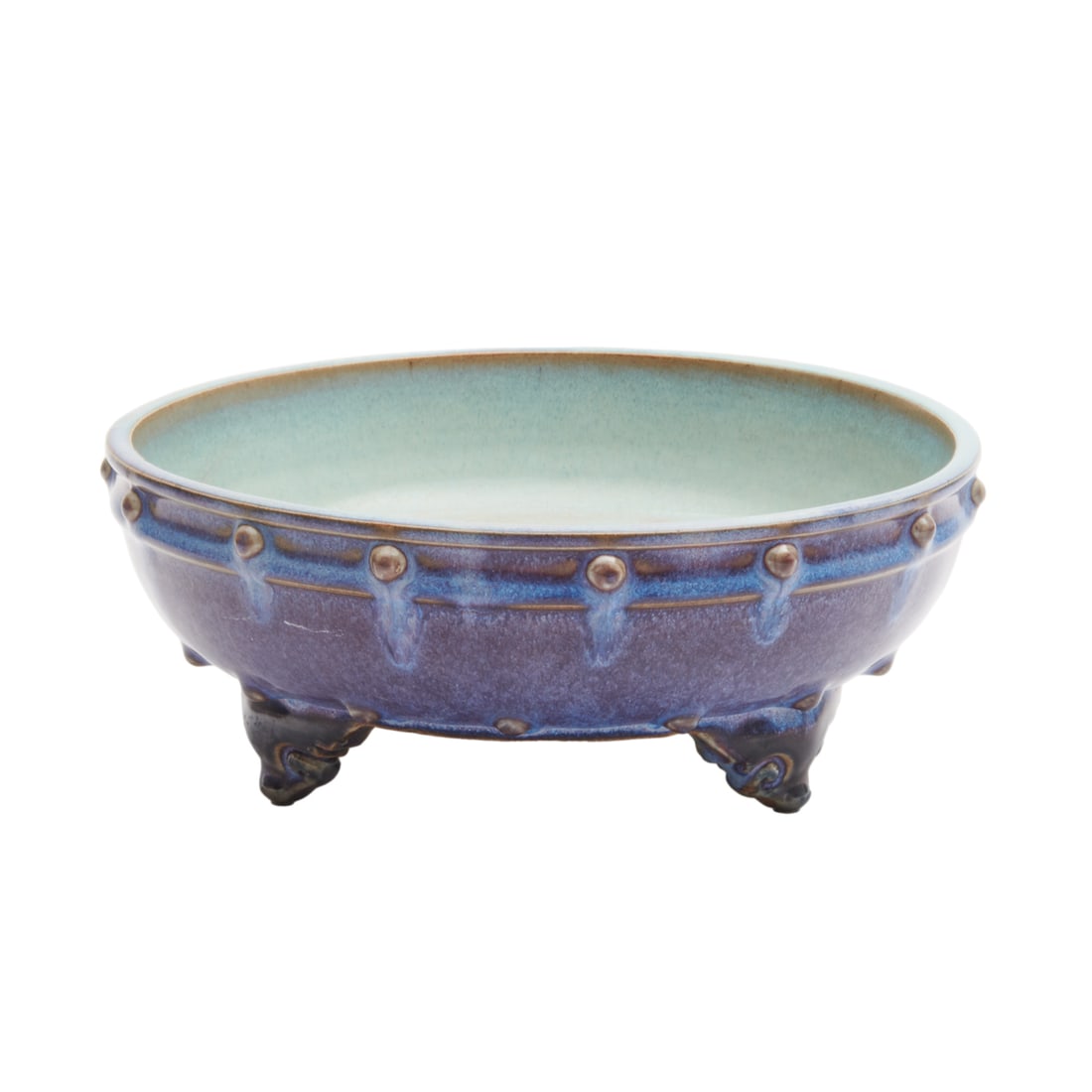 Chinese 'Jun' Inscribed Blue Glazed Tripod Bowl (1 of 3)