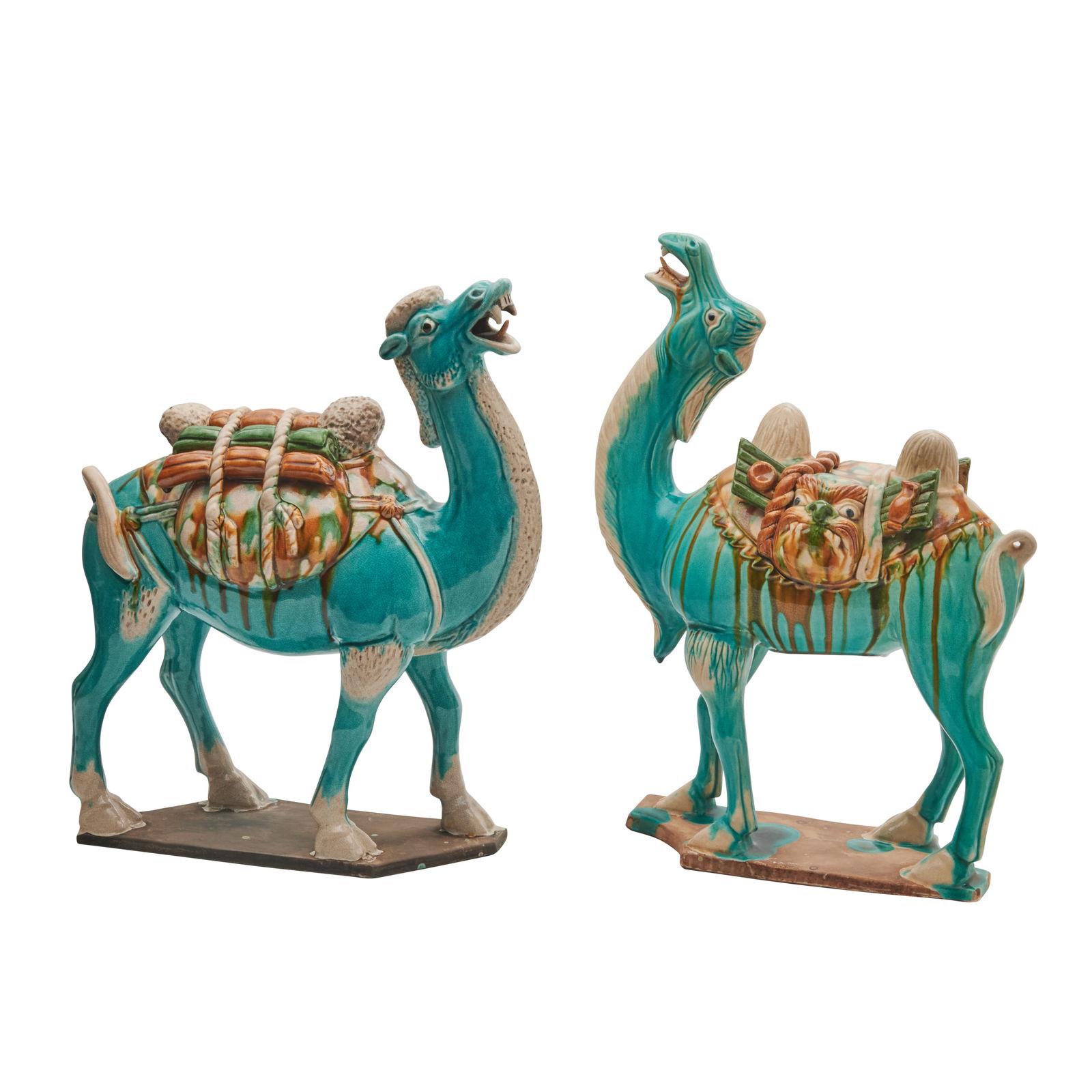 Pair of Chinese Sancai Glazed Pottery Camel Figures (1 of 4)