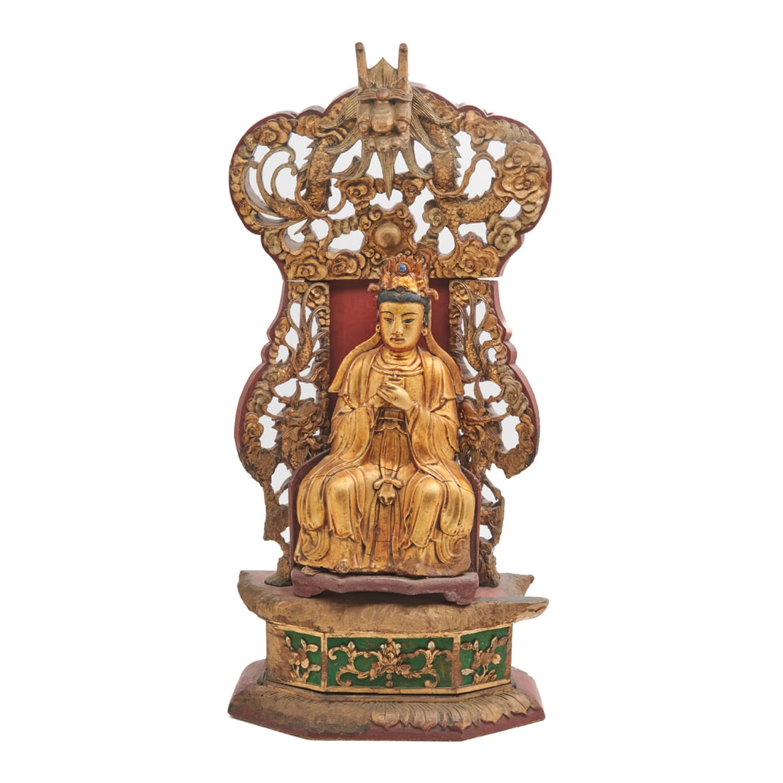 Chinese Gilt Wood Statue, Mazu Godmother on the Throne (1 of 4)