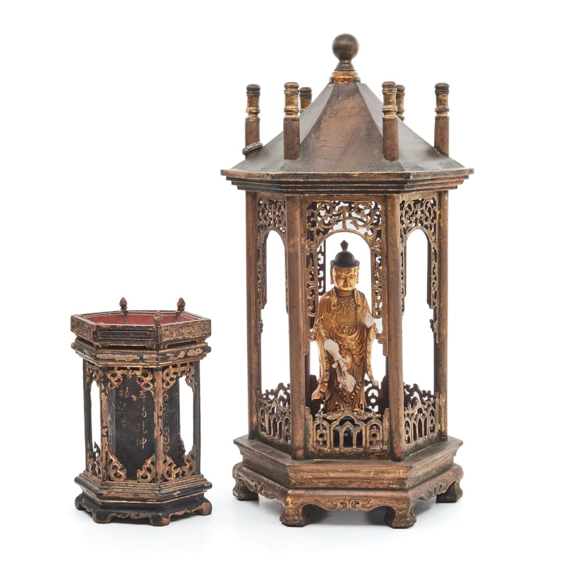 Two Chinese Gilt Figures in Gazebos (1 of 4)