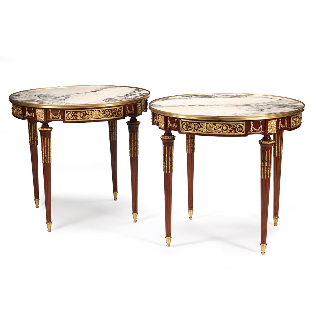 Pair of Louis XVI Style Marble Top Gueridons (1 of 4)
