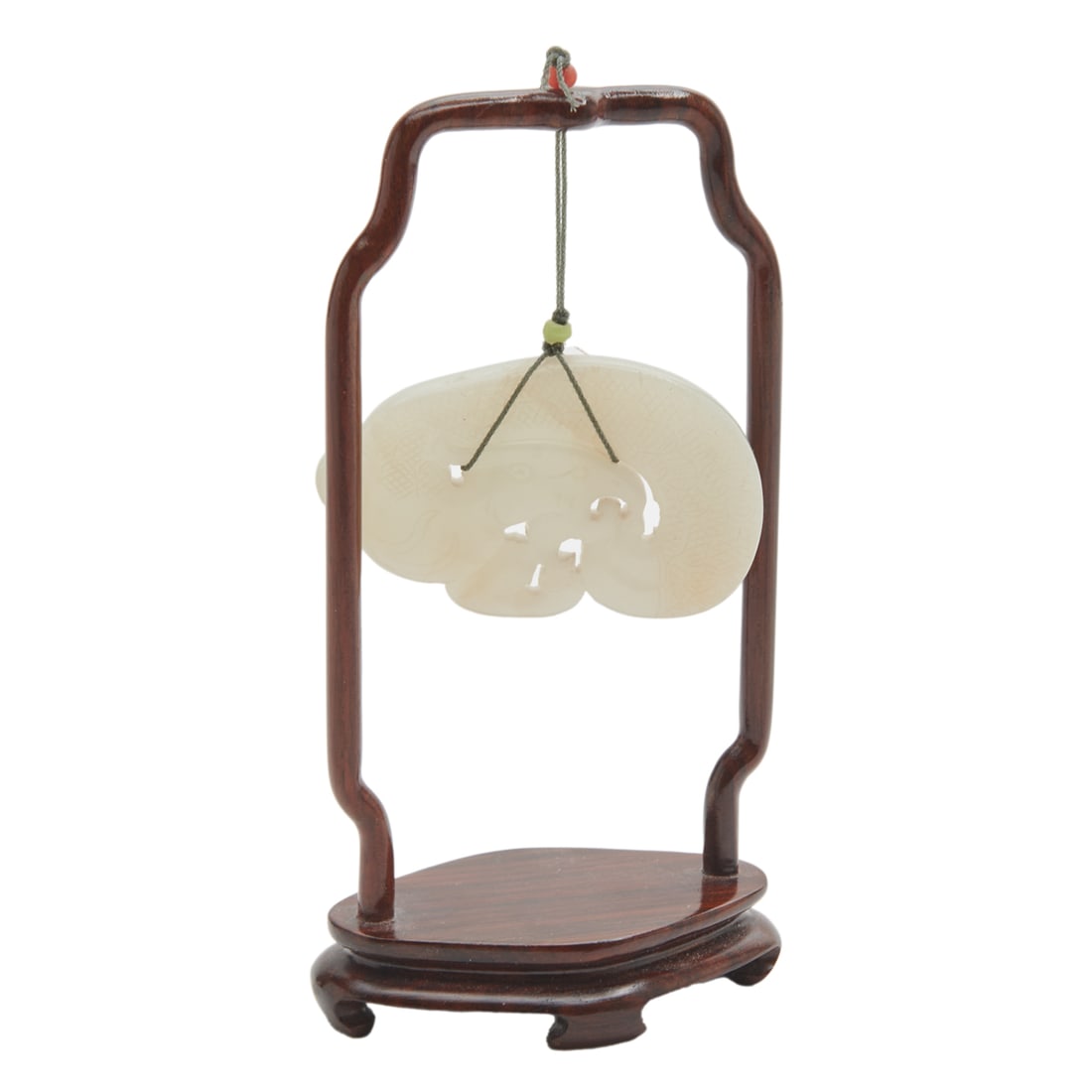 A Chinese Carved White Jade 'Phoenix' Pendant on Stand (1 of 4)