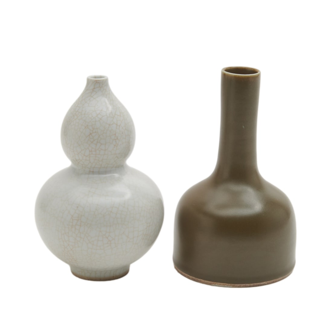 Two Porcelain Ge-Type Double Gourd and Tea Dust Vases (1 of 6)