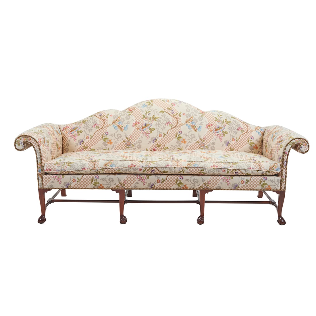 George II Style Beacon Hill Upholstered Mahogany Sofa (1 of 4)