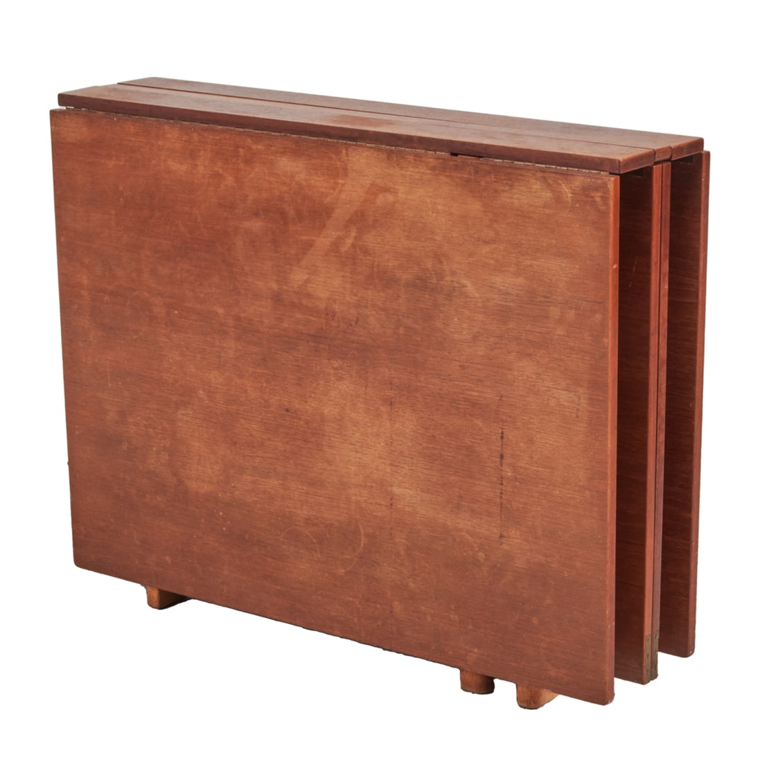 Bruno Mathsson Mid Century Modern Folding Dining Table: Bruno Mathsson Mid Century Modern Teak Folding Dining Table. Narrow drop leaf table with four attached leaves. Label to leaf edge in center reads "License MATHSSON INTERNATIONAL MADE IN VARNAMO SWEDEN