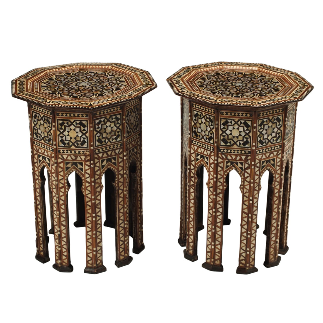 Pair of Moorish Style Inlaid Decagonal Tables (1 of 1)