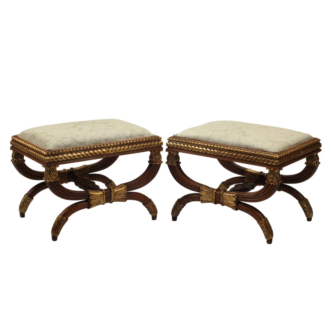 Pair of Italian Baroque Style Upholstered Benches (1 of 5)