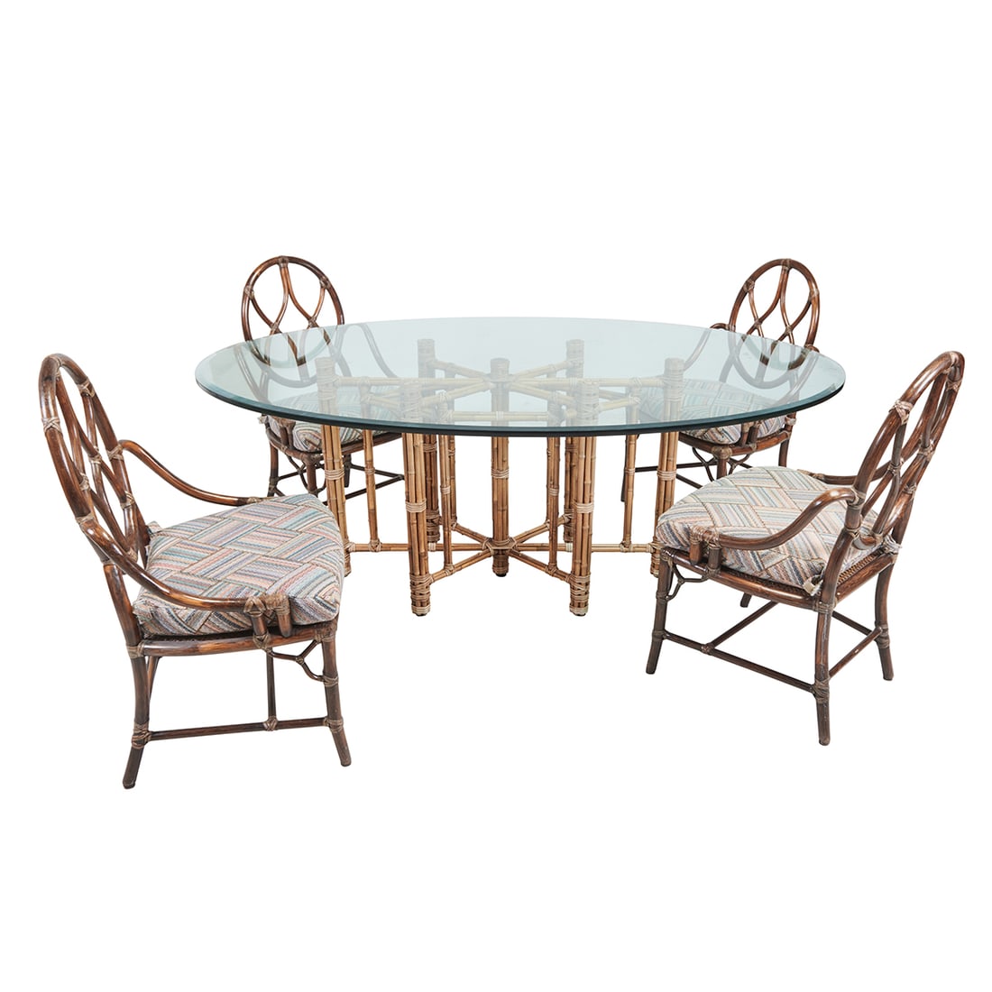 McGuire Bamboo and Glass Dining Table with Four Chairs (1 of 6)