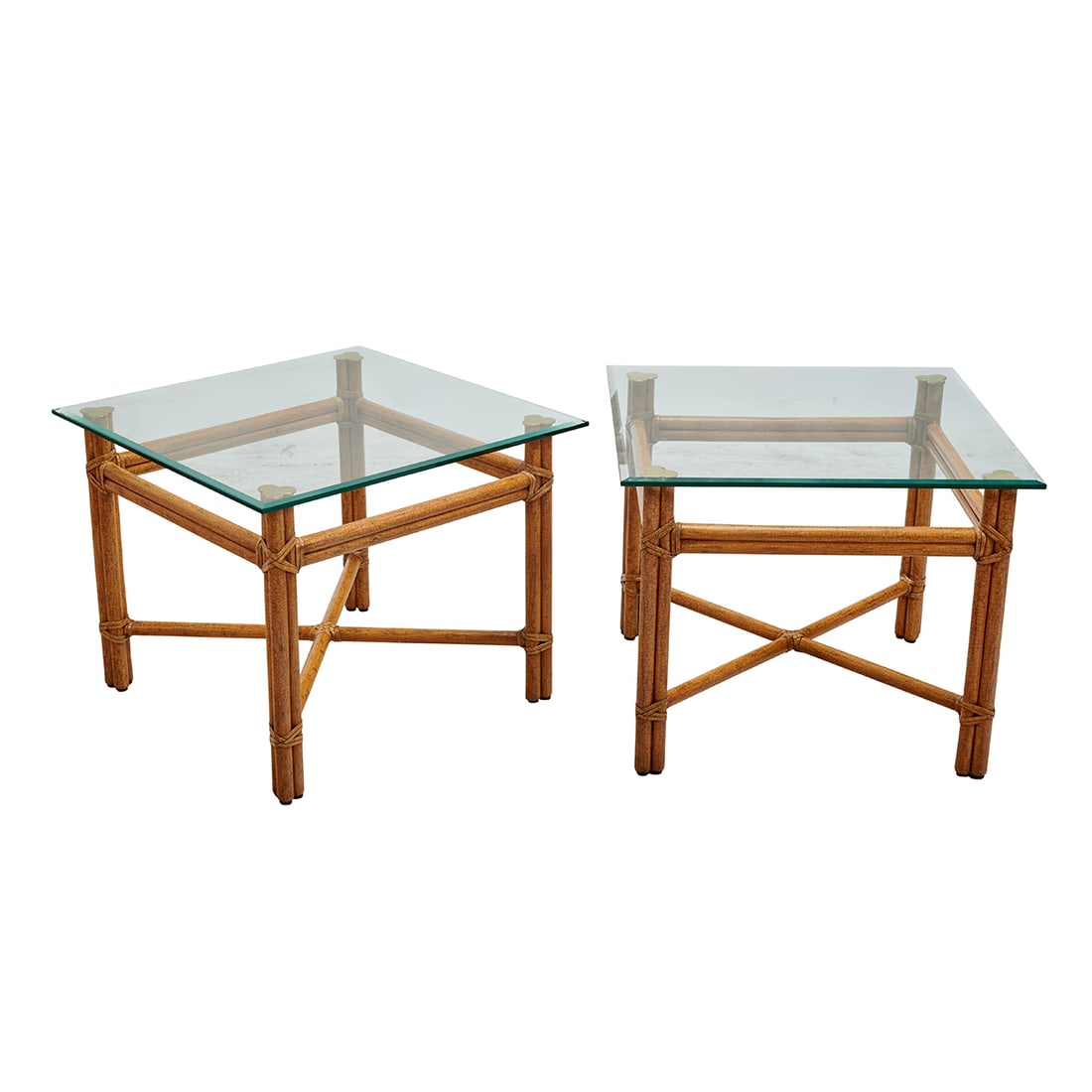 Pair of McGuire Bamboo and Glass End Tables (1 of 3)