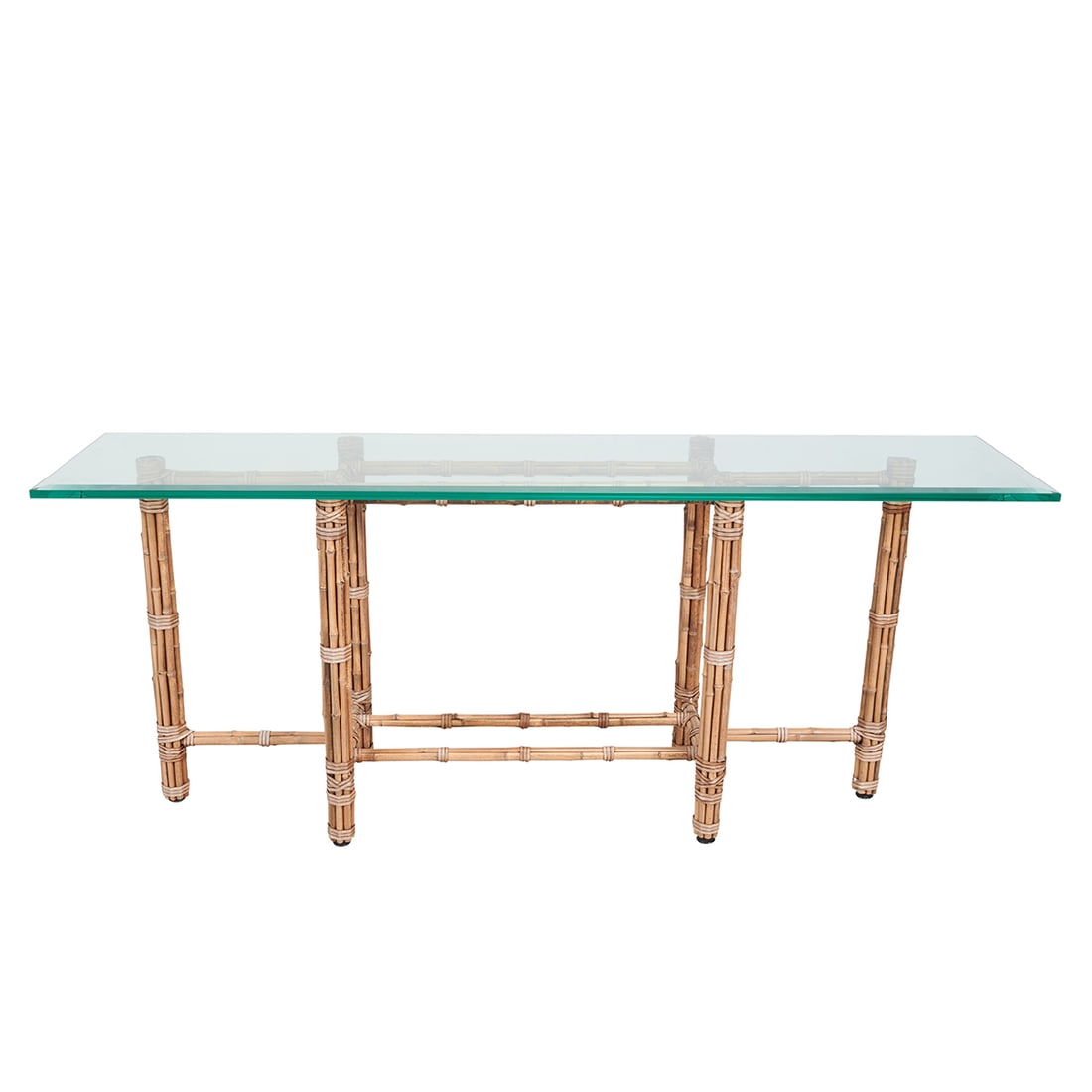 McGuire Glass and Bamboo Console Table (1 of 3)
