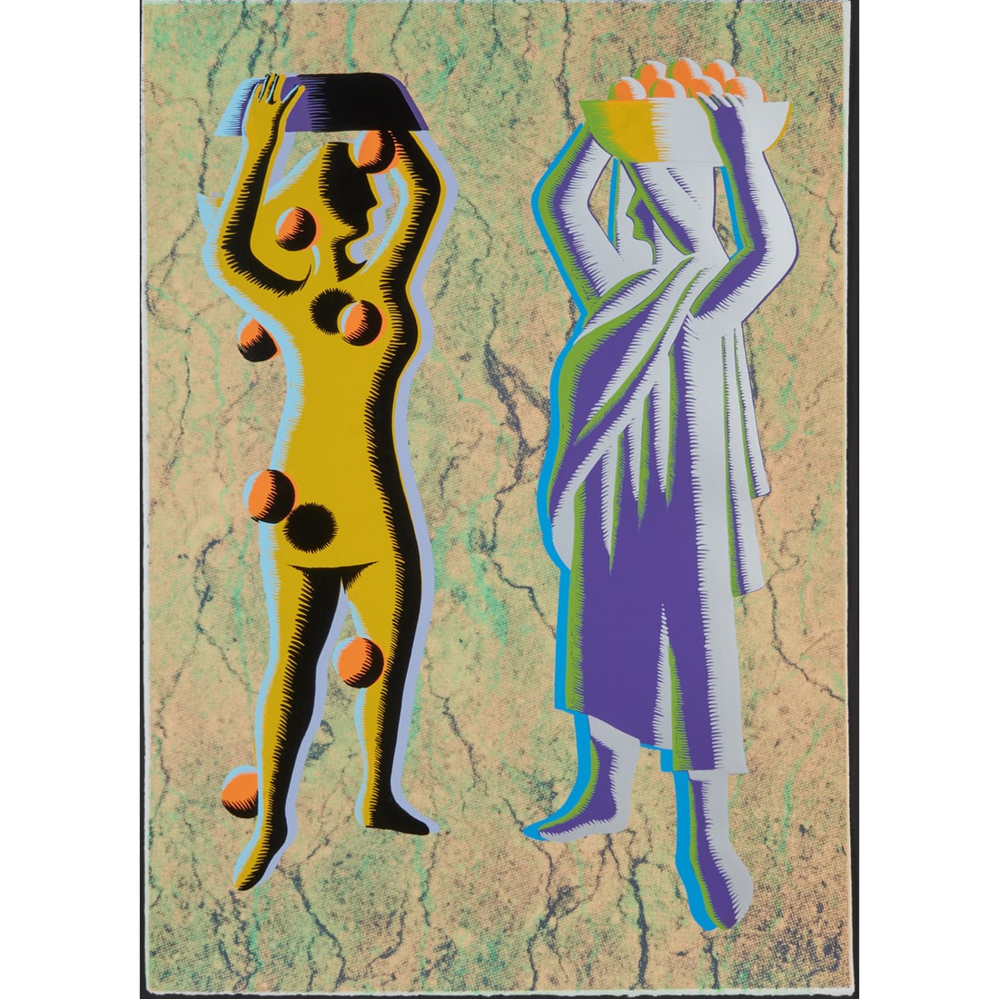 Mark Kostabi, Two Cultures, screenprint (1 of 4)