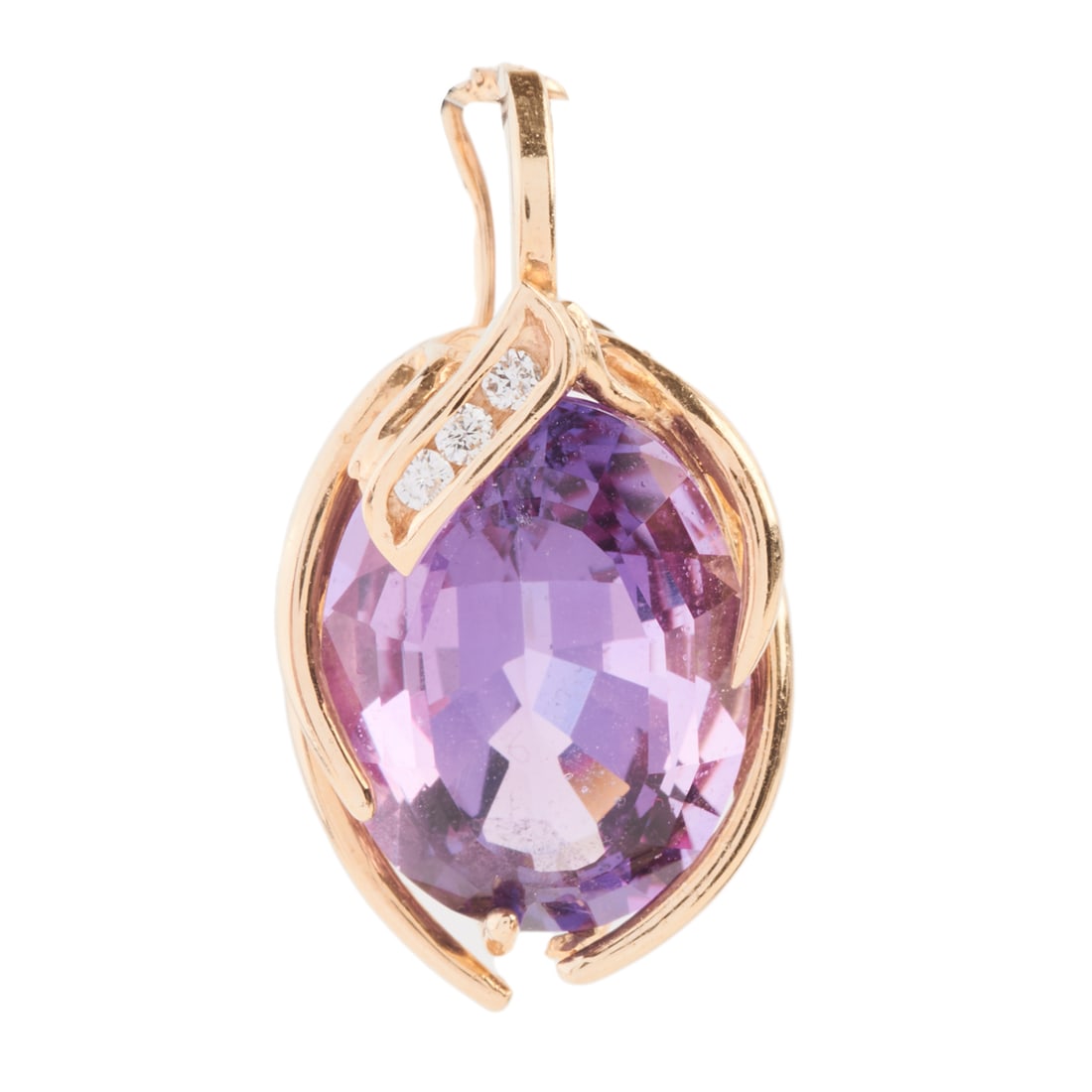 Amethyst, Diamond, 14k Yellow Gold Pendant Enhancer. (1 of 1)