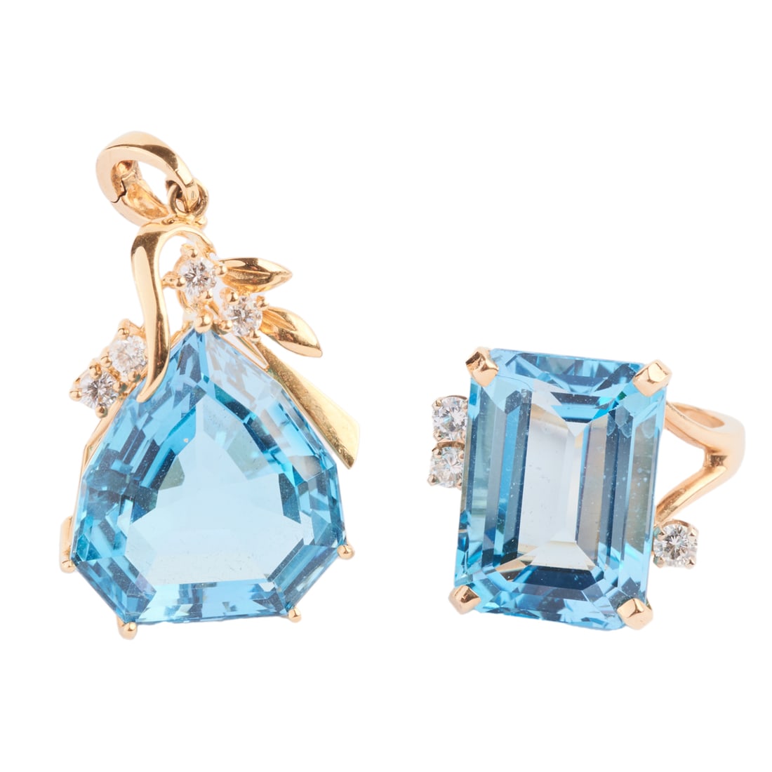 Blue Topaz, Diamond, 18k, 14k Yellow Gold Jewelry Suite (1 of 1)